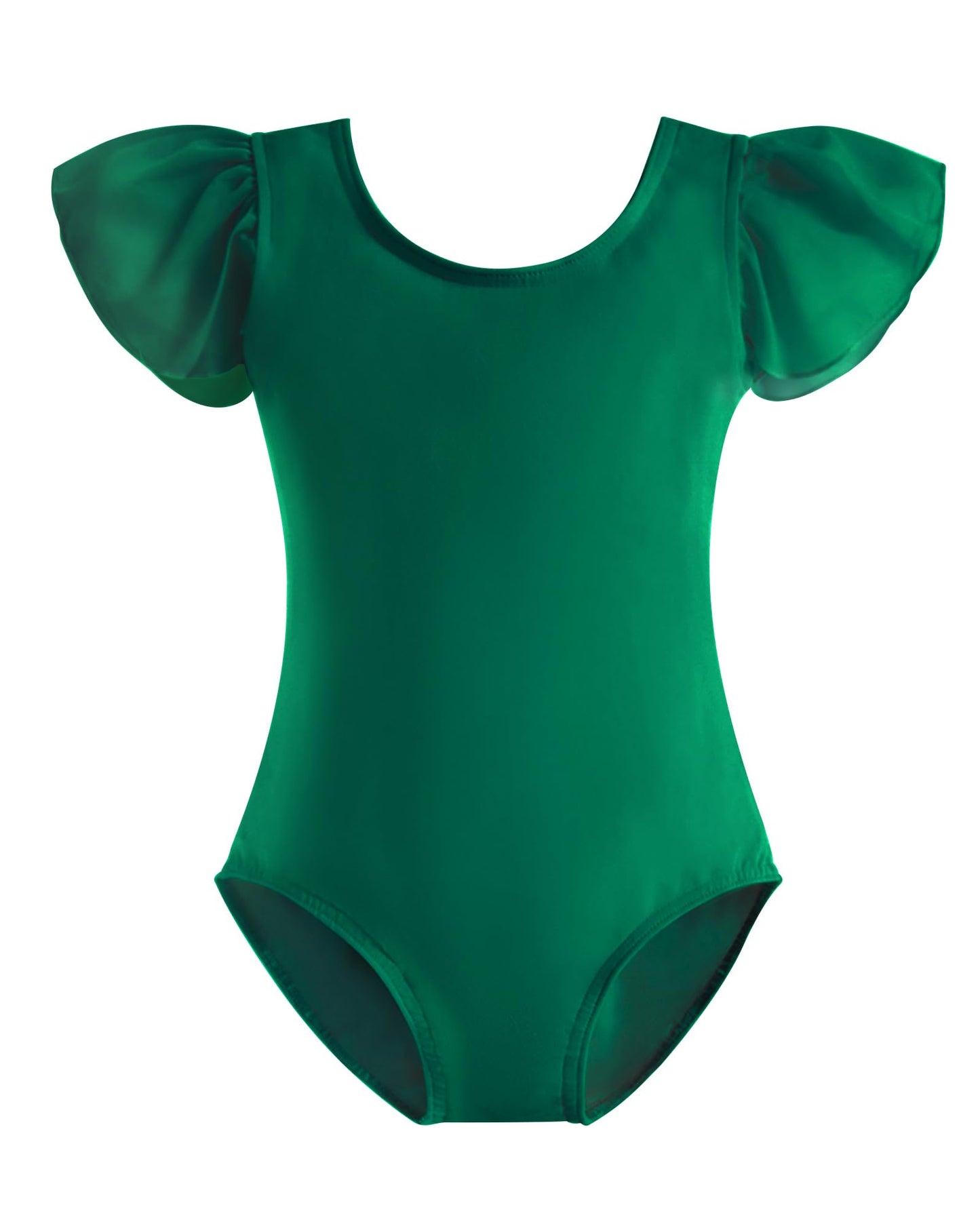 Stelle Girls Toddler Leotard for Ballet Dance Leotards Gymnastics Ruffle Short Sleeve Outfits (Green,6-7 Years)