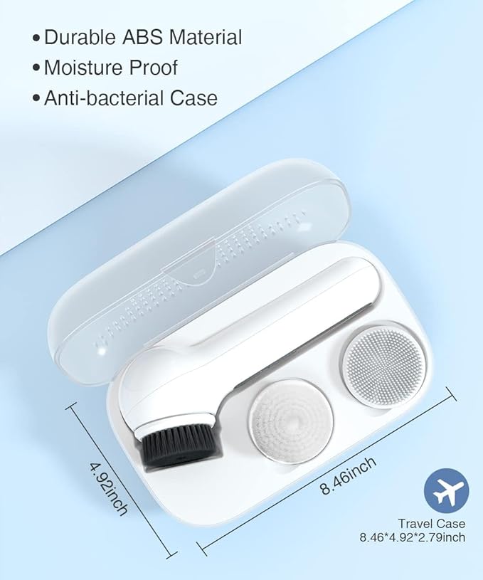 TOUCHBeauty 3IN1 Facial Brush Set with Travel Case, Wall-Mounted Charging Base, ±360° Spin PBT & Silicone & Bamboo Charcoal Brush for Deeply Cleansing Massager and Exfoliating TB-1766A