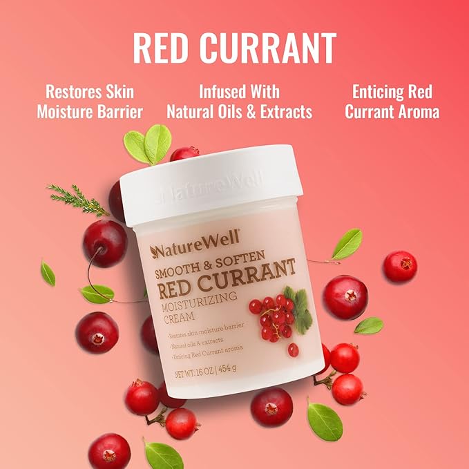 NATURE WELL Red Currant Smooth & Soften Moisturizing Cream For Face, Body, & Hands, Infused With Natural Oils & Extracts, Restores Skin Moisture Barrier, 16 Oz.