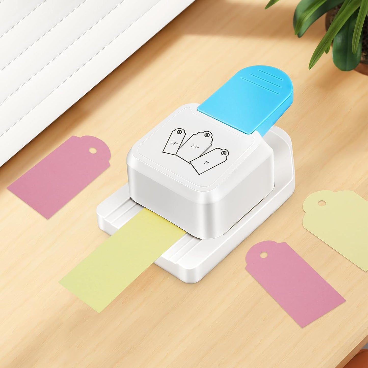 3 in 1 Craft Tag Punch, 1.5/2/2.5 Inch Gift Tag Paper Punches for Tags DIY Scrapbooking Craft, DIY-Projects Puncher for Card Making Scrapbooking Supplies, 1PC Blue