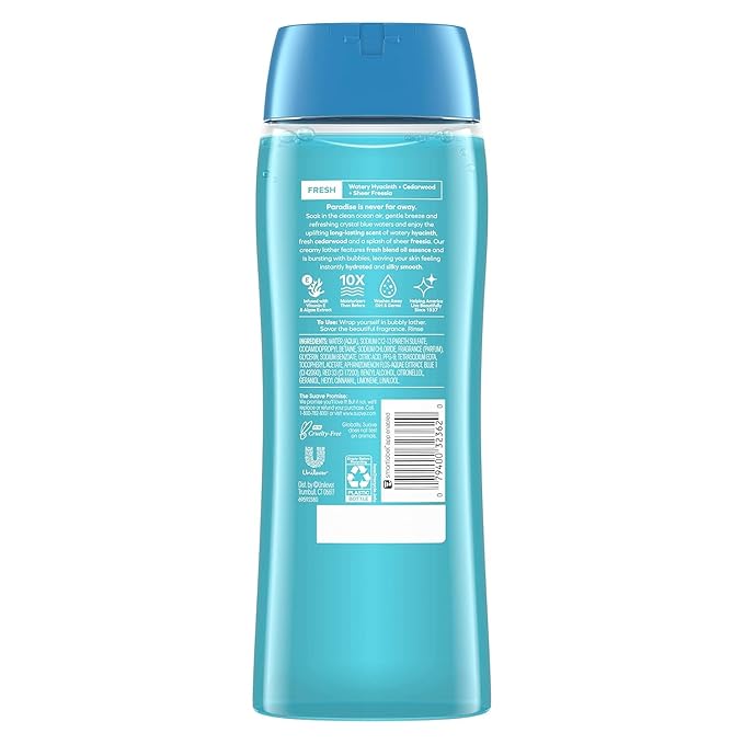 Suave Moisturizing Body Wash, with Ocean Breeze Scent and Vitamin E Extract & Moisturizing Body Wash, with Wild Cherry Blossom and Vitamin E Extract, No Parabens, No Phtahaltes
