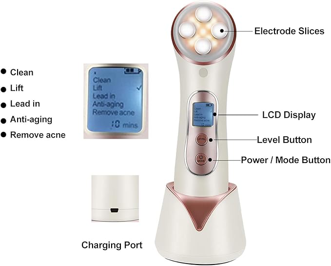 High Frequency Facial Machine 5 in 1 Facial Massager Micro-Current Recharable Facial Frequency Device