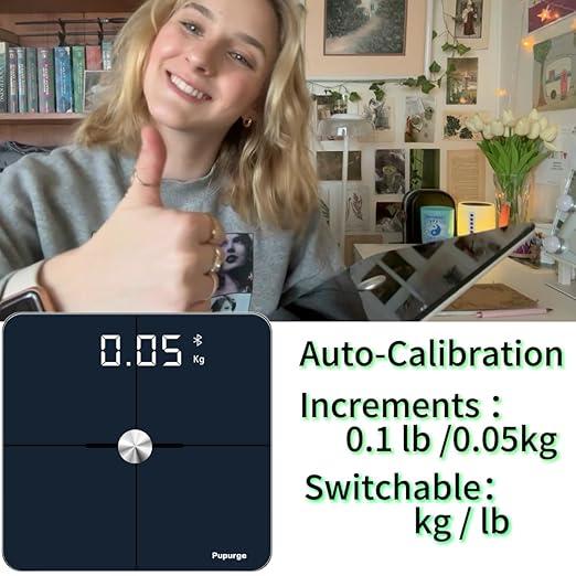 Smart Scale for Body Weight, Bathroom Scales Accurate to 0.1lb/0.05kg can be calibrated, Bluetooth Body Fat Scale BMI, 25 Metrics Body Composition Monitor Health Analyzer with App, ITO Glass, 400 lbs