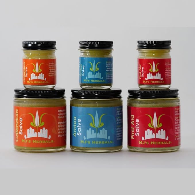 MJ’s Herbals Calendula Salve - Skin Soothing Balm, Eczema Cream, Diaper Rash, Scars, Bug Bites, Made w/Calendula Blossoms & Propolis Beeswax (1 oz)