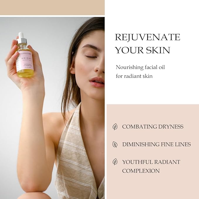 Olivia Care Facial Oil Infused with Argan, Safflower, Vitamin E & Geranium Essential Oil - All Natural - Hydrating, Anti-aging & Antioxidants - Remove Wrinkles & Clear Pores - 2 FL OZ