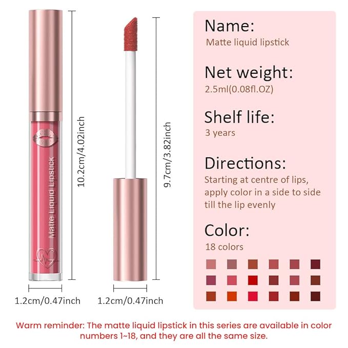 Matte Liquid Lipstick,Dark Purple Liquid Lip Stains, Long Lasting Waterproof Lip Gloss Makeup, Velvet Non-Stick Cup Lips Stain X-08#