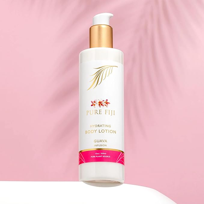 PURE FIJI Body Lotion Hydrating - Moisturizing Lotion for Dry Skin with Coconut Milk and Vitamin E, Organic Body Lotion For Women and Men, Guava Scent, 12 oz