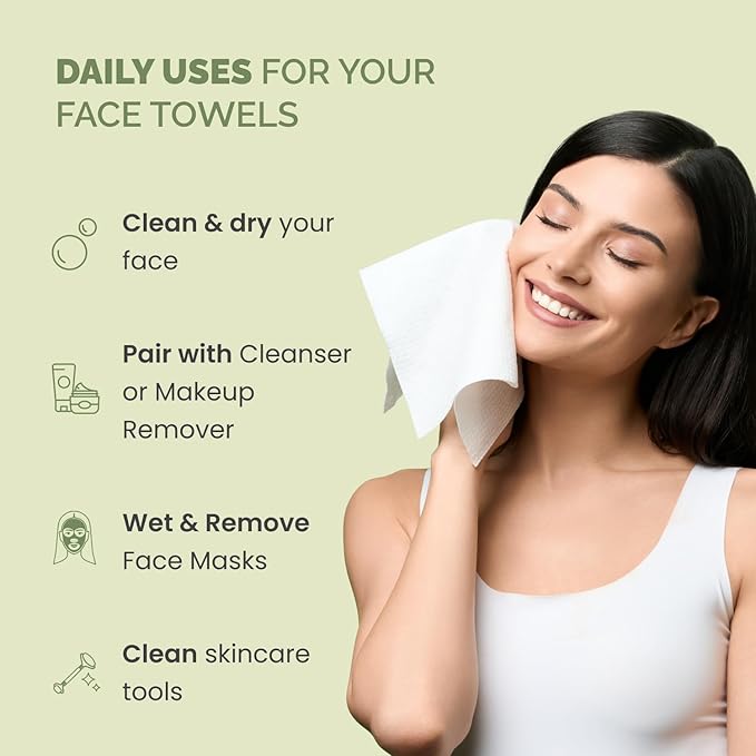 PLANTIFIQUE Korean Jojoba Oil & Hyaluronic Acid Face Massage Serum and Disposable Face Towels XL 10"x12"