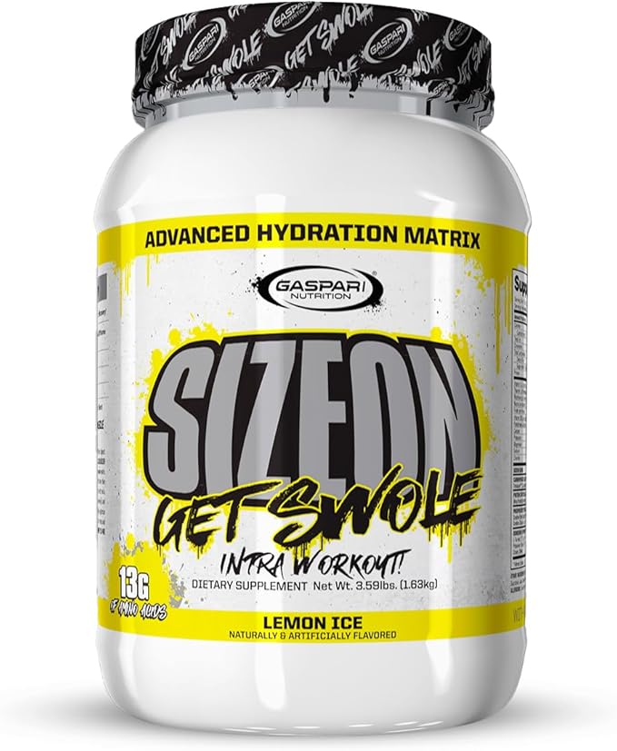 Gaspari Nutrition - SizeOn - The Ultimate Hybrid Intra-Workout Amino Acid & Creatine Formula, Increased Muscle Volume & Muscle Recovery - 3.59 Pound (Lemon Ice)