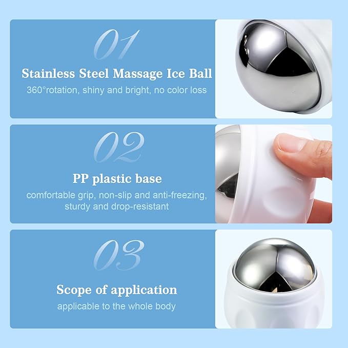 Ice Roller Gua Sha for Facials, Stainless Steel Gua Sha Facial Tools