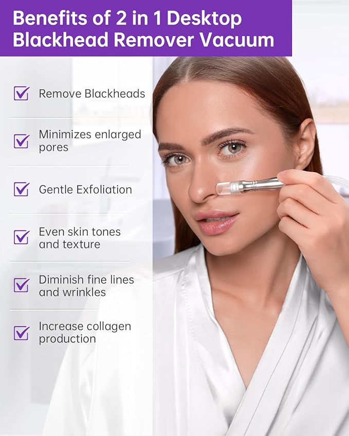2 in 1 Desktop Blackhead Remover Vacuum, UNOISETION at-Home Dermabrasion Facial Machine for Exfoliation & Radiant Skin, Beauty Gifts for Women
