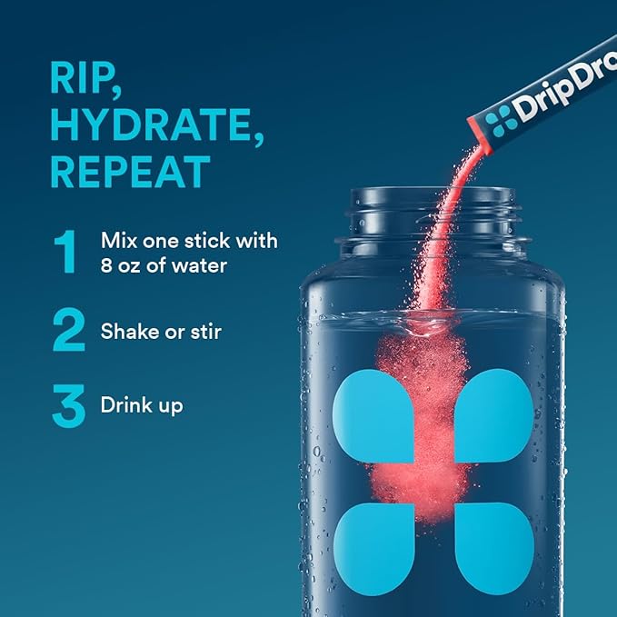 DripDrop Hydration Packets - Juicy Variety Pack - Single Serve Electrolytes Powder Drink Mix - Grape, Fruit Punch, Strawberry Lemonade, Cherry - Non-GMO, Gluten Free, Vegan - 192 Sticks
