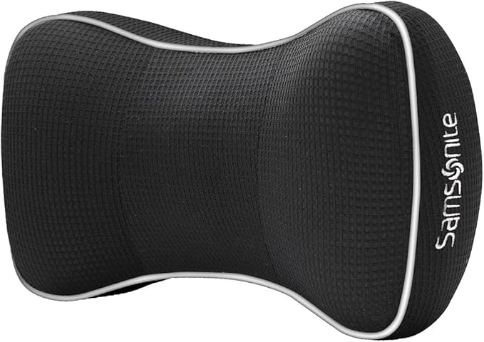 Samsonite Car Neck Pillow, Soft Memory Foam Headrest Pillow for Driving, Ergonomic Car Seat Headrest Cushion with Adjustable Strap, Breathable & Removable Cover, Neck Pain Relief, Black