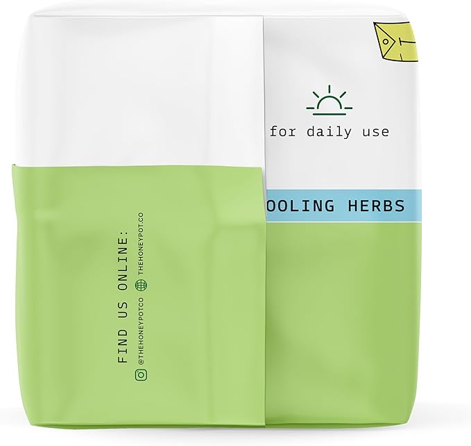 The Honey Pot Company - Herbal Long Panty Liners for Women - Infused w/Essential Oils for Cooling Effect & Organic Cotton Cover - Feminine Care - FSA & HSA Eligible - 30 ct