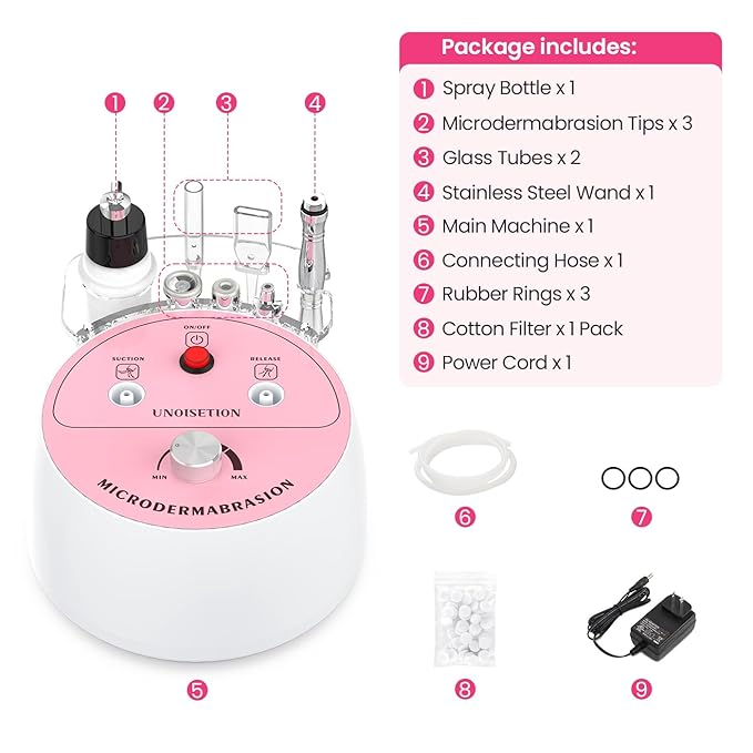 At-home Microdermabrasion Machine, UNOISETION 3 in 1 Dermabrasion Facial Machine for Exfoliation & Blackhead Removal