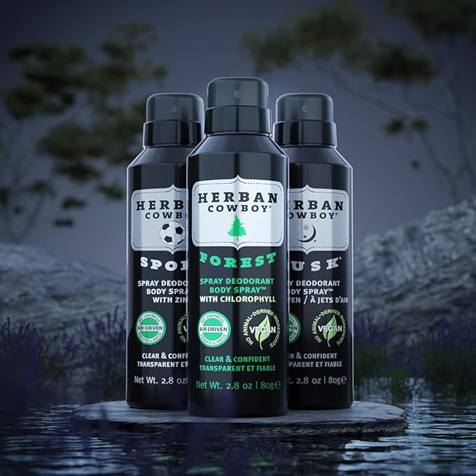 Herban Cowboy Dry Spray Deodorant Dusk – 2.8 oz Men’s Dry Spray Deodorant Enhanced with Parsley, Rosemary & Sage No Parabens, No Phthalates & Certified Vegan (3121) (1 Pack, Forest)
