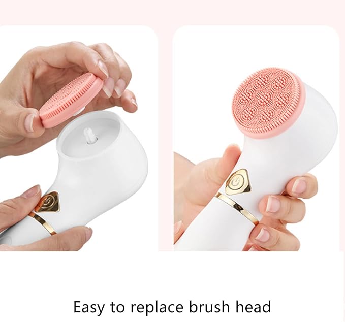 Facial Cleansing Brush with 3 Brush Head, Battery Operated Electric Facial Cleanser Brush Face Scrubber for Exfoliating, 6000RPM Rotating Speed, Skin Washer Gifts