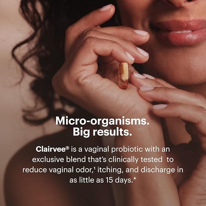 Bonafide Clairvee Vaginal Probiotic for Relief from Odor, Itching, & Discharge. — 2-Month Supply (30 Capsules)