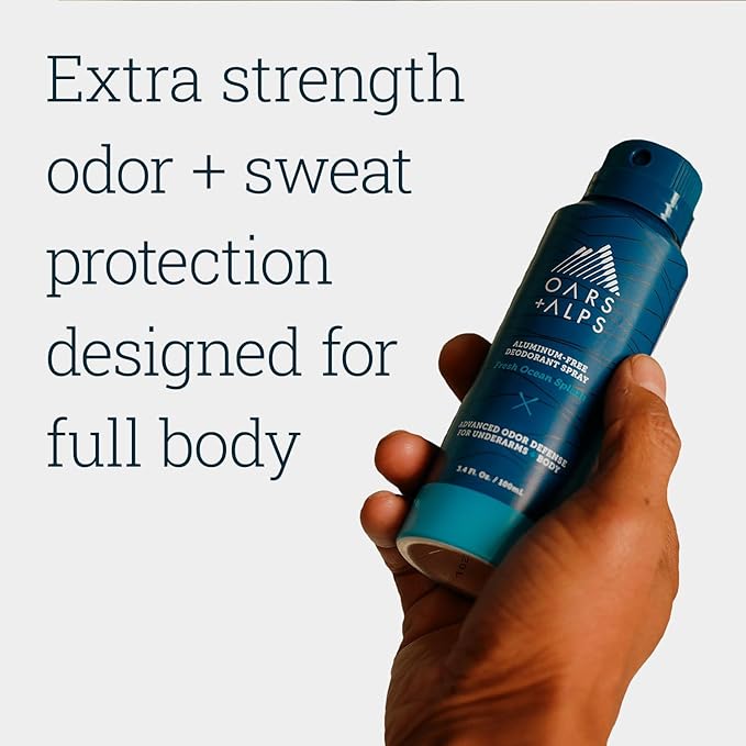 Oars + Alps Spray Deodorant for Men and Women, Aluminum Free Deodorant and Full Body Spray, Fresh Ocean Splash, 2 Pack