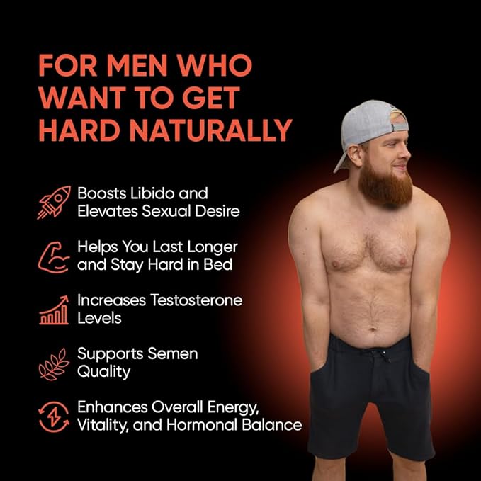 Hard Supplement for Men - Black Maca & Ashwagandha Root - Natural Performance Support - Enhances Energy, Vitality, Hormonal Balance - 120 Capsules - Vegetarian-Friendly Formula
