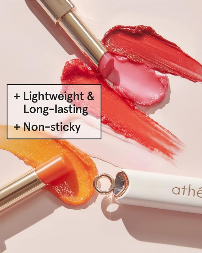 ATHÉ Authentic Lip Balm 10 JOYFUL (Tinted), Lightweight Wear & Plumping Lips without Stickiness, Moisturizing & Nourishing Plant-Based Vegan Chapstick for Dry, Petrolatum Free, Cruelty-Free
