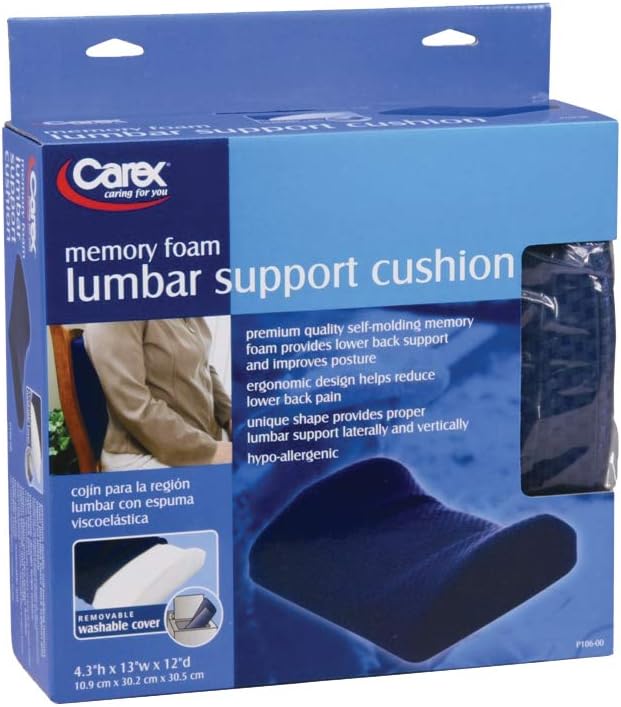 Carex Lumbar Support Pillow - Office Chair Back Support, Back Cushion and Lower Back Pillow - Desk Chair Back Support