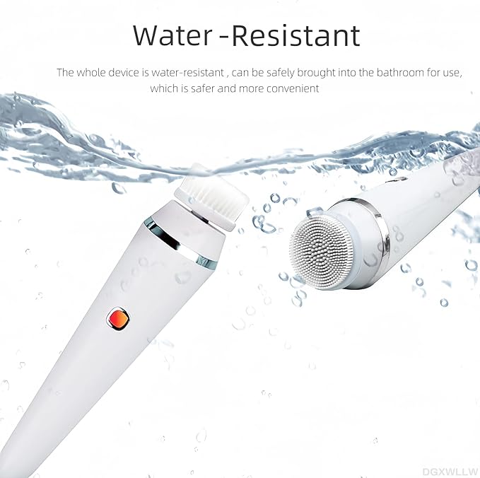 Facial Cleansing Brush Rechargeable, Electric Face Scrubber for Deep Cleansing, Exfoliating, Face Massaging, 3 Speeds Adjustable Water Resistant Face Brush Cleanser with 4 Brush Heads White