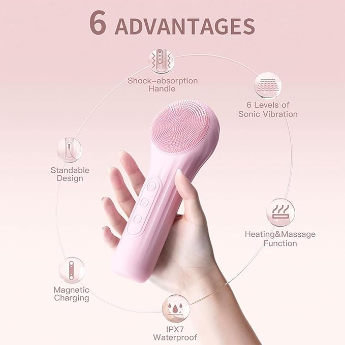 Facial Cleansing Brush face Scrubber Waterproof and Rechargeable Face Scrub Brush for Men & Women, Electric Silicone Face Scrubber for Facial, Electric Deep Cleaning, Exfoliating and Massaging