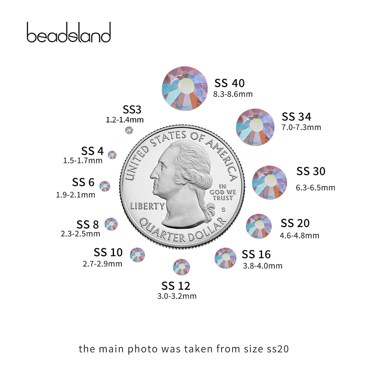 Beadsland Flat Back Crystal Rhinestones Round Gems,Light Pink AB,1.9-2.1mm, SS6/1440pcs