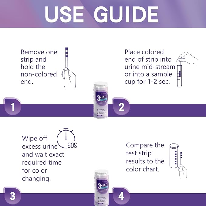 UTI Test Strips - 3-in-1 Advanced Urinary Tract Infection Home Testing Testing Kit Detection with Accurate Leukocytes, Nitrite, and PH Readings, Simple at-Home Urine Test Strips, 50ct