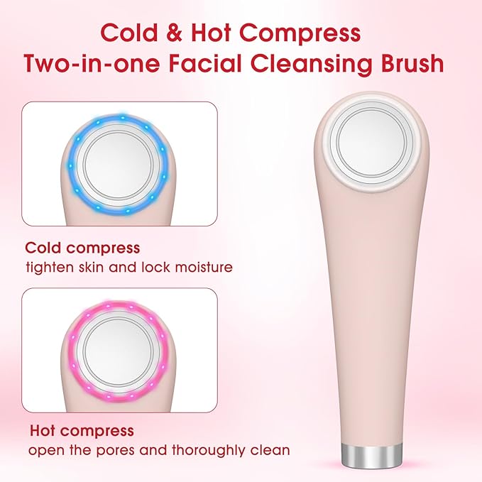Facial Cleaning Brush, Facial Scrub Waterproof Facial Scrub Brush, Men & Women Rechargeable Facial Electric Facial Scrub Cleansing Brush Pink