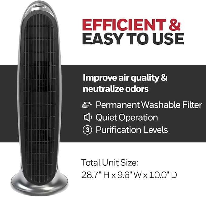 Honeywell HFD-120-Q QuietClean Air Purifier with Permanent Washable Filters, Medium Rooms (170 sq. ft.), Black