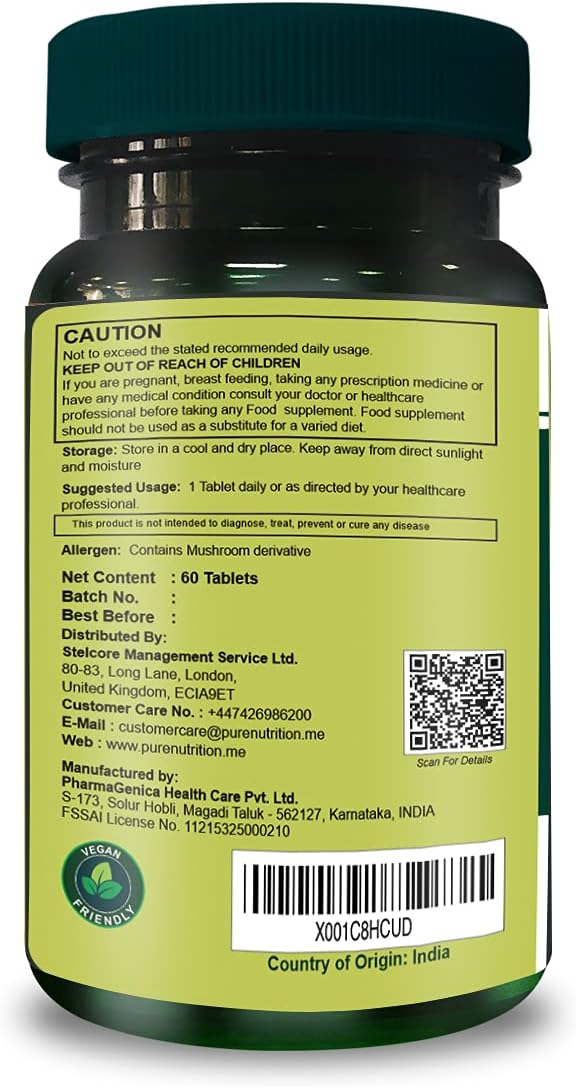 Pure Nutrition Whole Food Multivitamins for Men | 60 Tabs | One-A-Day | 100% RDA | 24 Natural Vitamins and Minerals | All Natural Plant Based Men's Multivitamin | 2 Months Supply