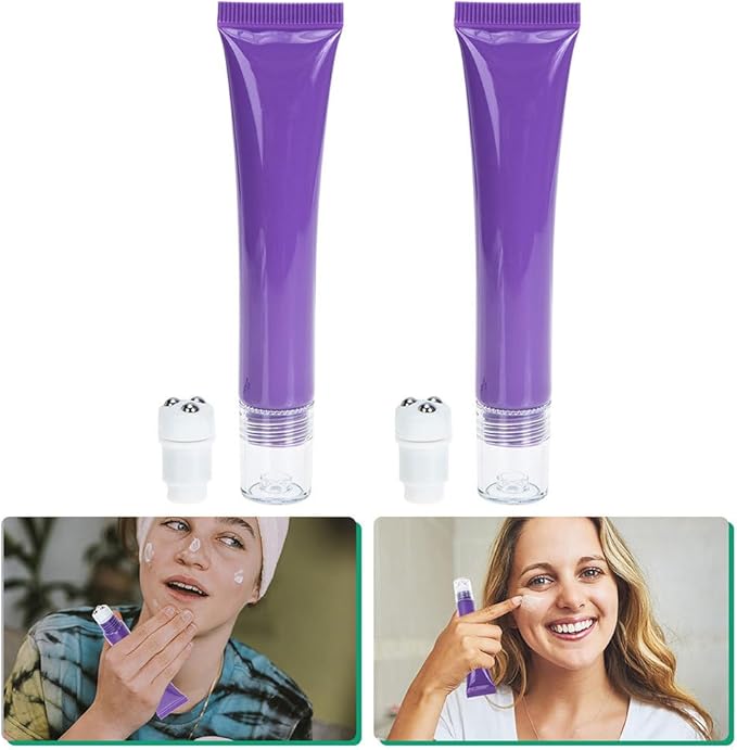 NOLITOY 4pcs Travel Refillable Squeeze Tubes, 20g Capacity Fillable Bottle with Essential Oil Roller Ball for Eyecream Facial Lotion