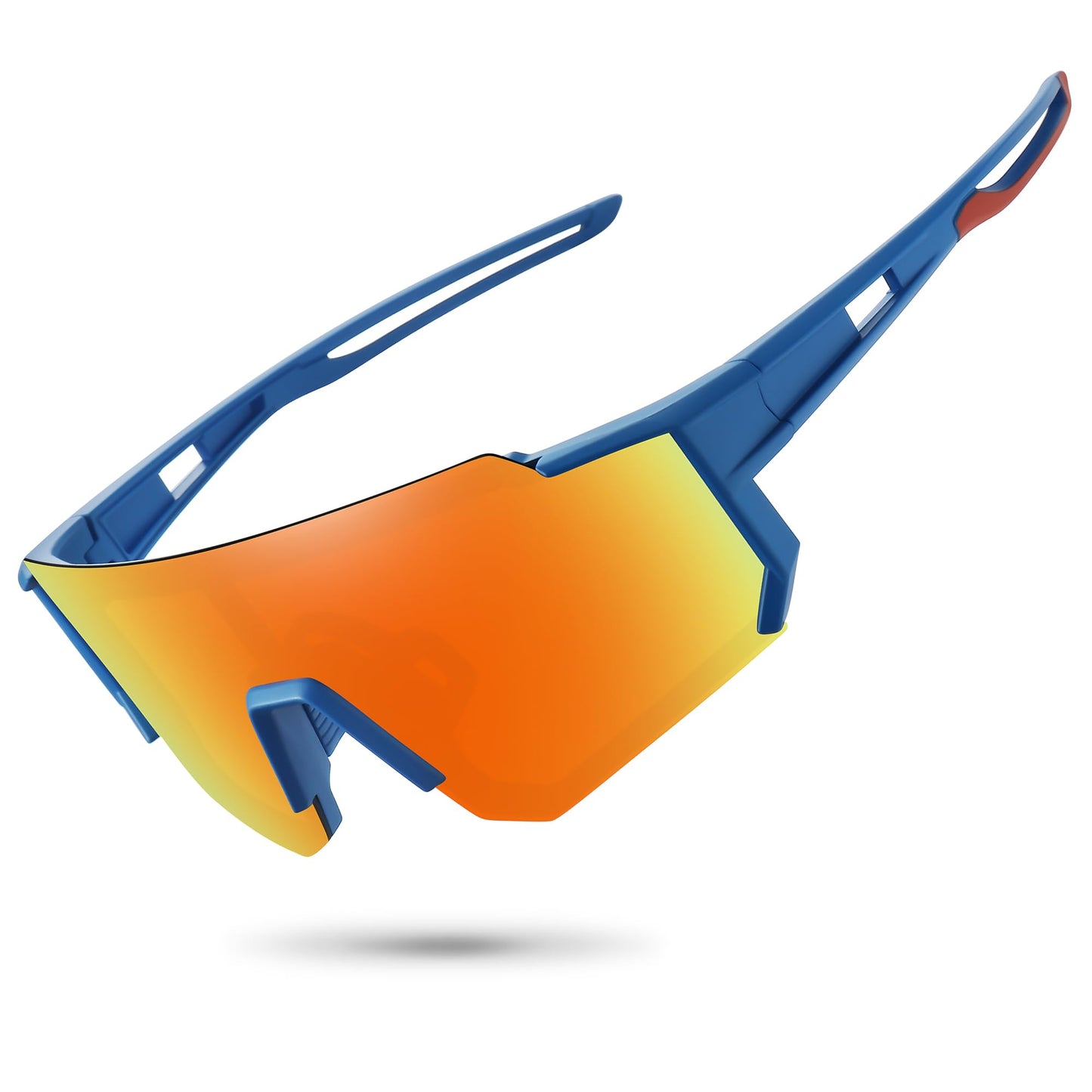 STORYCOAST Polarized Sports Sunglasses for Men Women,Driving Fishing Cycling Mountain Bike Sunglasses UV400 Protection Blue Frame-Red Mirror Lens