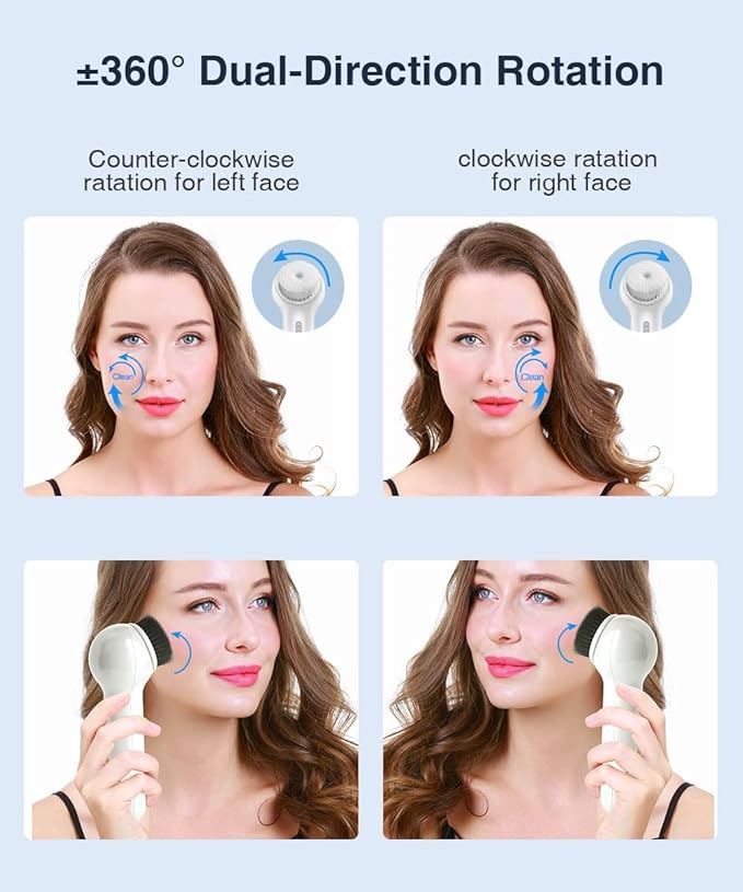 TOUCHBeauty 3IN1 Facial Brush Set with Travel Case, Wall-Mounted Charging Base, ±360° Spin PBT & Silicone & Bamboo Charcoal Brush for Deeply Cleansing Massager and Exfoliating TB-1766A