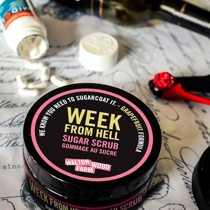 Walton Wood Farm Sugar Scrub (Week From Hell) Grapefruit and Brown Sugar Scent Vegan-Friendly and Paraben-Free 8 oz