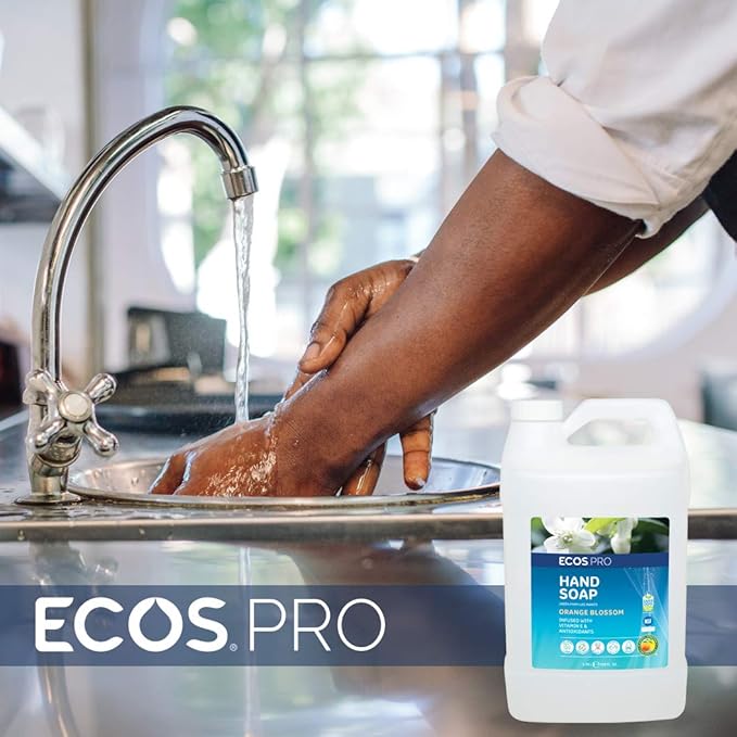 ECOS PRO Hand Soap Refill | Hypoallergenic | Readily Biodegradable Formula | With Vitamin E & Antioxidants | Made In The USA | Orange Blossom 1 GALLON/ 128 Fl Oz (Pack of 4)