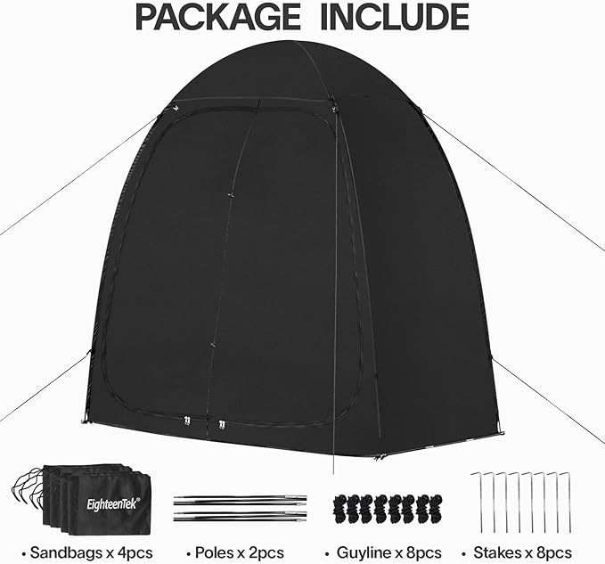 EighteenTek Shower Tent Camping, 2-Room Portable Changing Room, Outdoor Shower Enclosure, Pop Up Privacy Tent Shelter with Floor & Doors, Changing Tent, Camping Toilet, Bathroom