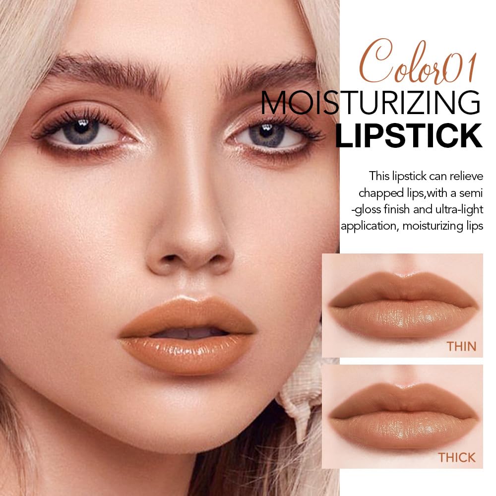 2Pcs Tinted Lip Balm Moisturizing Lipstick – Waterproof Hydrating Matte Lip Balm for Women, Creamy Natural Color Stain for Dry Lips, Soft Matte Finish (1# Warm Orange Nude Brown & 4# Mauve)