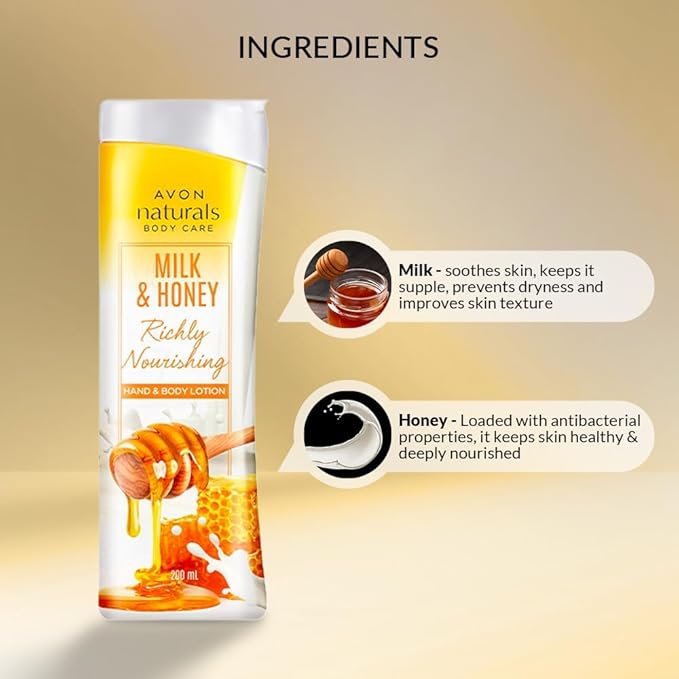 AVON Naturals Body Care Milk and Honey Hand and Body Lotion - 200ml