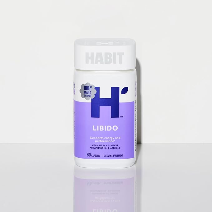 Habit Libido Supplement (60 Capsules) - New Look, Natural Aphrodisiac Blend with Maca, Ashwagandha L-Arginine, Supports Energy and Performance, Vegan, Non-GMO (1 Pack)