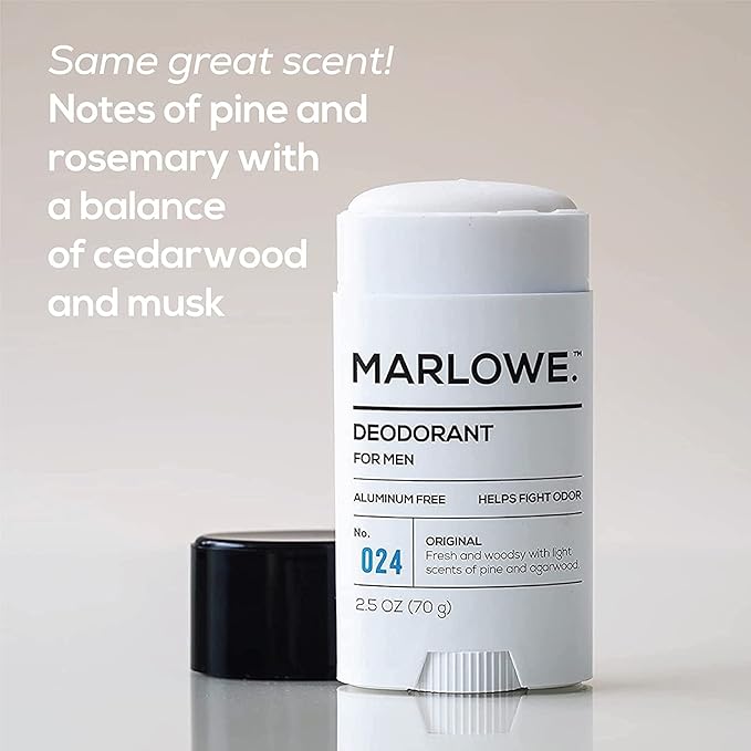 No. 024 Natural Deodorant for Men 3-Pack | Aluminum Free Stick | Made with Coconut Oil, Shea Butter, Jojoba | Only No-Nonsense Ingredients that Work Best | Fresh & Woodsy Scent