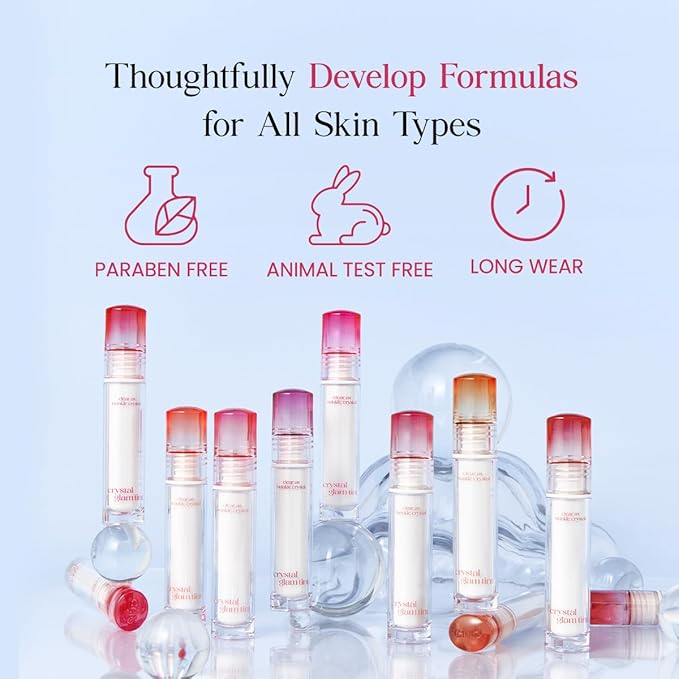 CLIO Crystal Glam Tint |Glossy Finish, Lightweight, Weightless, Buildable, Glass-Like, Smoothing, Long-Lasting, Vivid, Transparent, Shiny, Moisturizing, Hydrating (03 Blushed Peach)