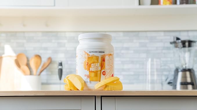 NutraBio Clear Whey Isolate Protein Powder, Delicious & Refreshing Fruit Flavors, Protein Juice, No Milky Taste, No Foam, Zero Sugar, Mango Mist, 20 Servings