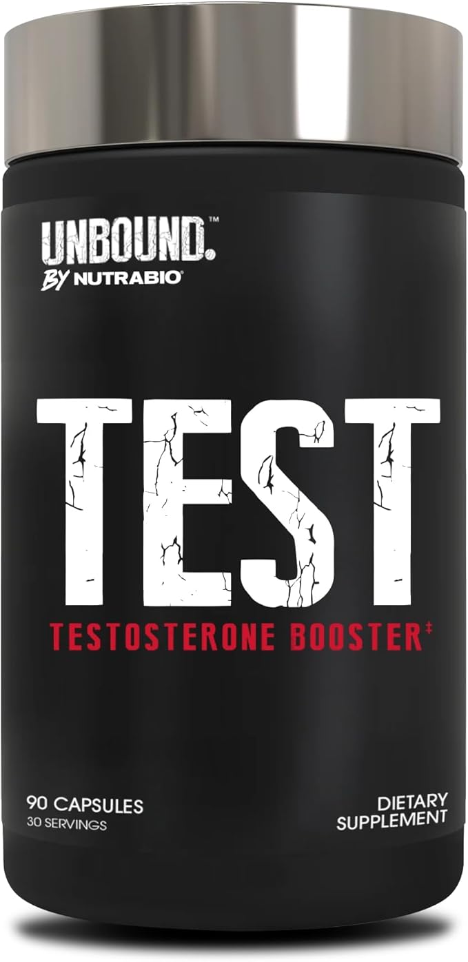NutraBio Unbound Test, Testosterone Supplement for Men, Testosterone Booster, Libido, Boron, Fenugreek, Tongkat Ali, 90 Capsules