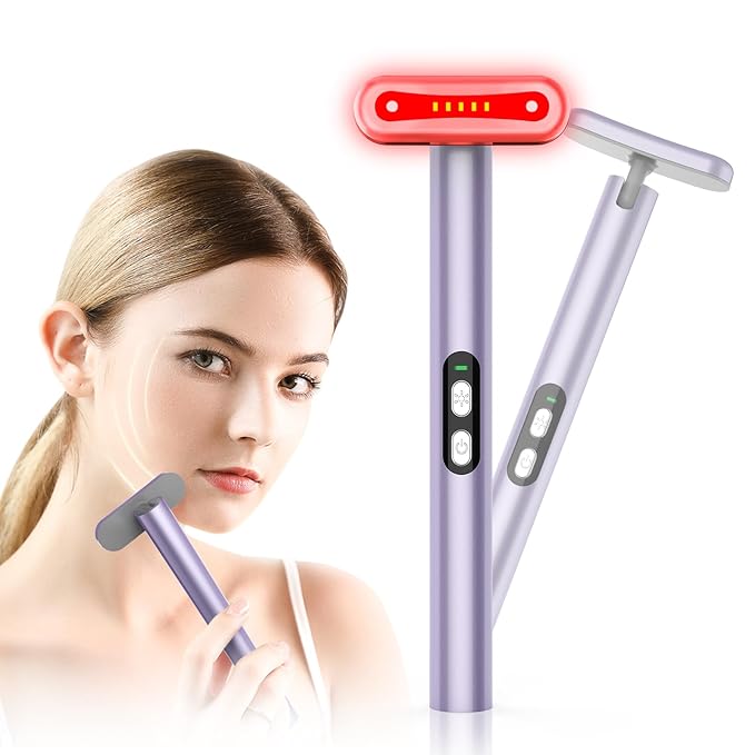 Led-Face-Wand-Light, Red Light Therapy for Face & Body Beauty Wand, Facial Massager for Face and Neck Tool for Skin Care Tool at Home (Purple)