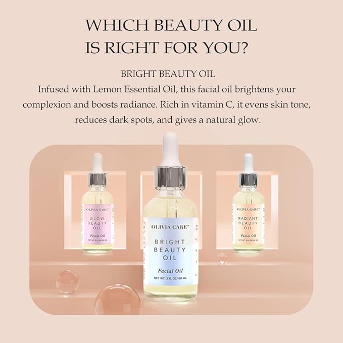Olivia Care Facial Oil - Jojoba, Safflower, Vitamin E & Lemon Essential Oil | All Natural - Brightening, Calming, Anti-aging & Antioxidants - Remove Wrinkles