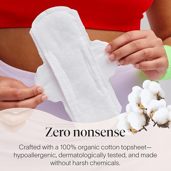 Cora Made-to-Move Regular Pads with Wings, Organic Cotton Topsheet Ultra Thin Feminine Care Pads for Women, Soft, Comfortable & Breathable Menstrual Pad, Regular Absorbency, Unscented, 68 Count
