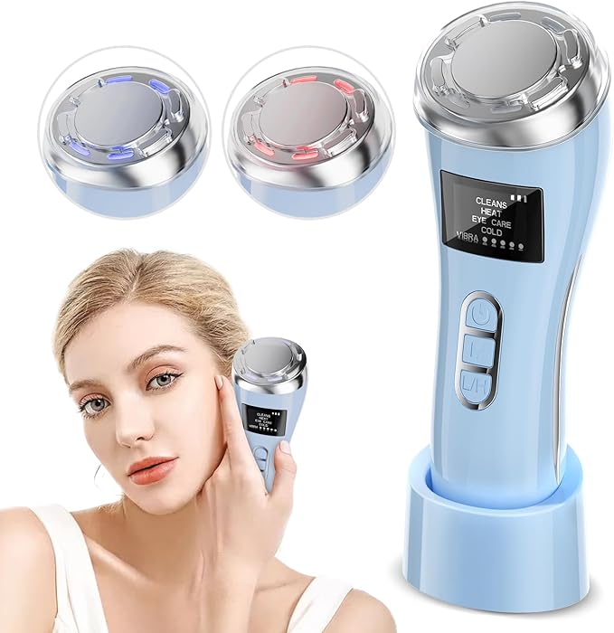 Facial Massager Skin Tightening,4 in 1 Facial Massager with Cold & Warm Mode at Home